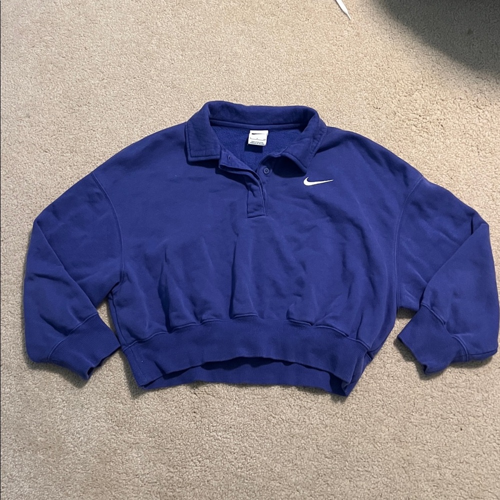 Nike women's purple cropped collared sweater
